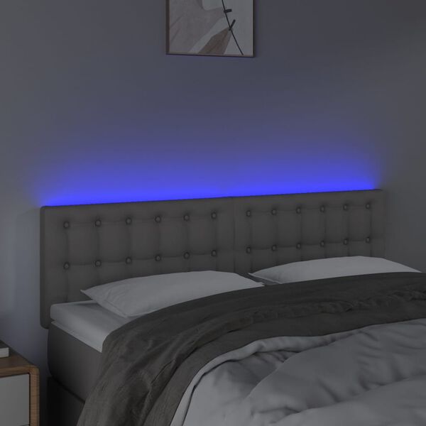 vidaXL Testiera a LED Grigio 144x5x78/88 cm in Similpelle