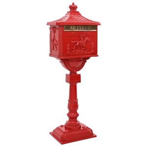 vidaXL Cassetta Postale Verticale con porta Rosso 42,5 x 29,5 x 117 cm