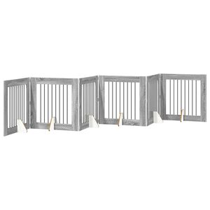 vidaXL Cancello per cani pieghevole con supporti 6 pz Sonoma grigio
