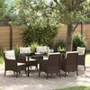 vidaXL Set da Pranzo per Giardino con cuscino 7 pcs Marrone polyrattan