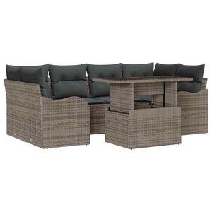 vidaXL Set Divano da Giardino 7 pcs Grigio e Grigio Scuro polyrattan