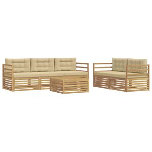 vidaXL Set di divani da esterno 6 pz Bianco e Beige