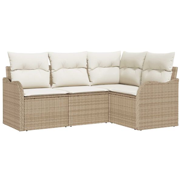 vidaXL Set Divano da Giardino 4 pcs Beige polyrattan
