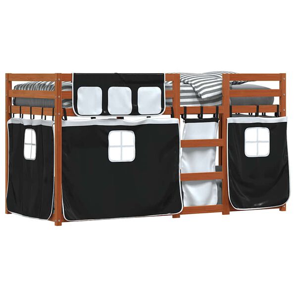 vidaXL Letto a Castello senza Materasso Bianco e Nero 90x200cm in Pino