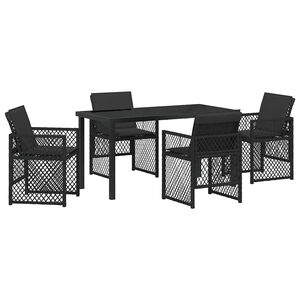 vidaXL Set da Pranzo per Giardino 5 pcs Nero polyrattan