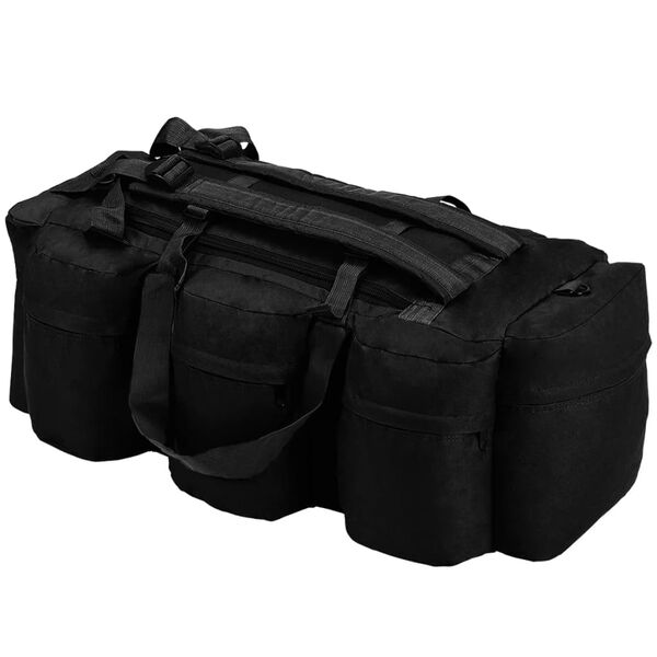 vidaXL Borsone da Viaggio Stile Militare 3 in 1 45 L Nero