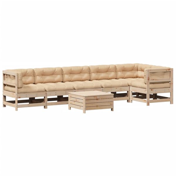 vidaXL Set Salotto Giardino 7 pz Cuscini Antracite Legno Massello Pino