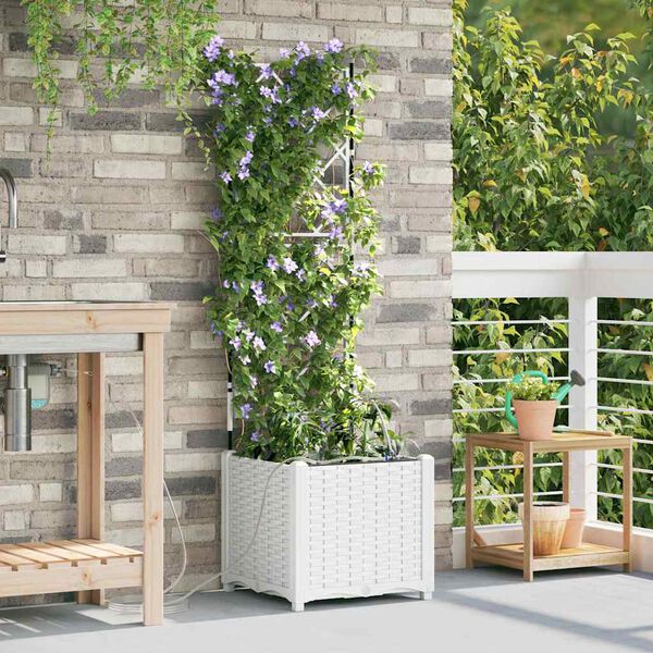 vidaXL Vaso da giardino Bianco 40 x 40 x 142 cm Plastica