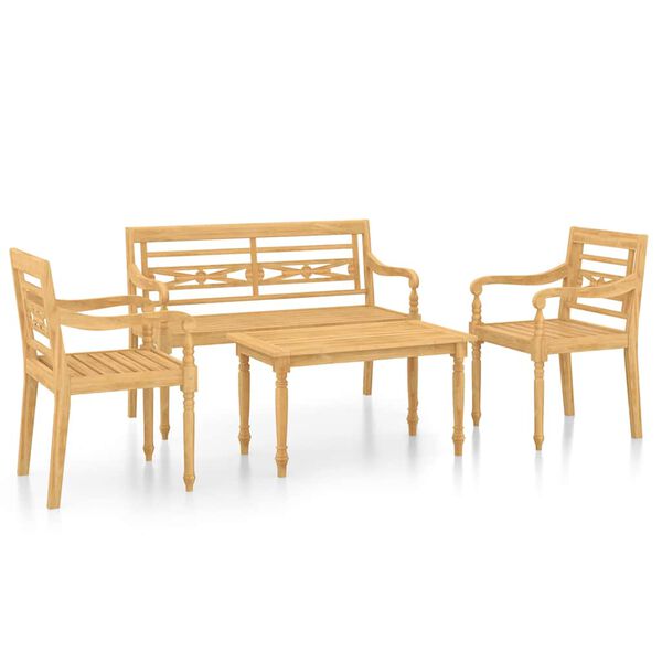 vidaXL Set Divani da Giardino 4 pz in Legno Massello di Teak