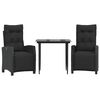 vidaXL Set da Pranzo da Giardino 3 pz con Cuscini Nero in Polyrattan
