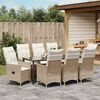 vidaXL Set da Pranzo per Giardino con cuscino 9 pcs Beige polyrattan