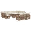 vidaXL Set Divano da Giardino 14 pz Beige e Bianco Crema polyrattan