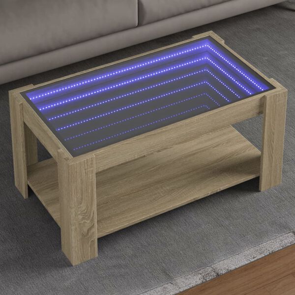 vidaXL Tavolino Salotto con LED Rovere Sonoma 93x53x45 cm Multistrato