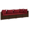 vidaXL Set Divano da Giardino 4 pz con Cuscini Marrone in Polyrattan