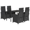 vidaXL Set da Pranzo da Giardino 5 pz Nero con Cuscini in Polyrattan