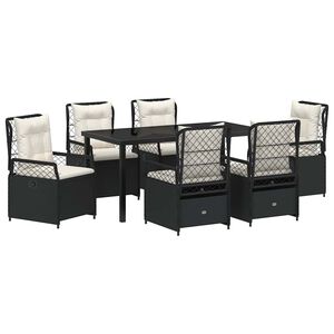 vidaXL Set da Pranzo per Giardino 7 pcs Nero polyrattan