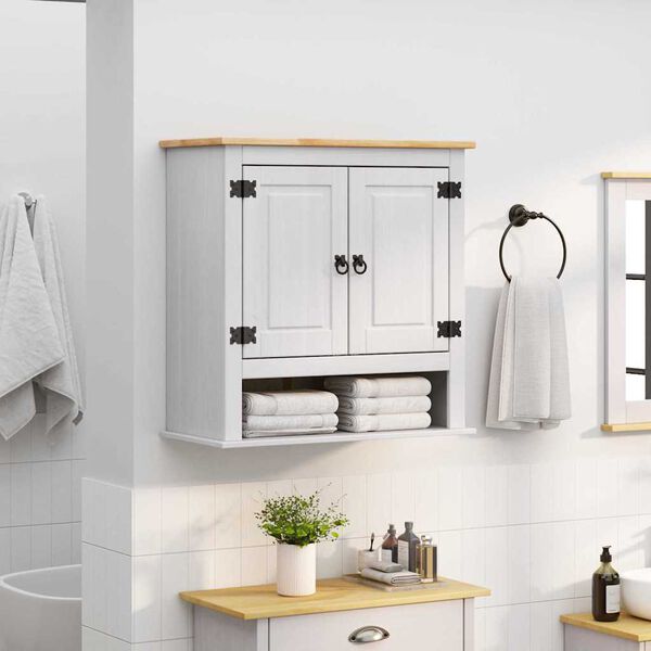 vidaXL Armadio pensile Corona Bianco 70 x 33 x 71,5 cm Pino massello