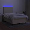 vidaXL Letto a Molle con Materasso e LED Crema 120x190 cm in Tessuto