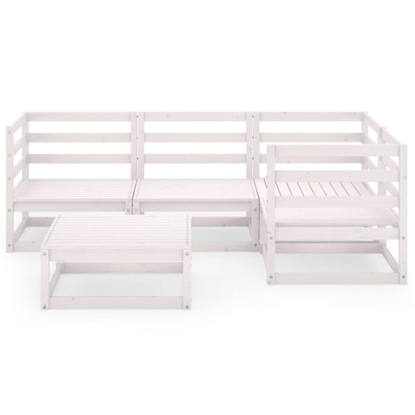 vidaXL Set Divani da Giardino 5 pz Bianco in Legno Massello di Pino