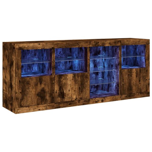vidaXL Credenza con Luci LED Rovere Fumo 164x37x67 cm