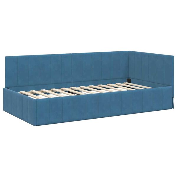 vidaXL Cornice del letto ad angolo Blu 100 cm x 200 cm Velluto
