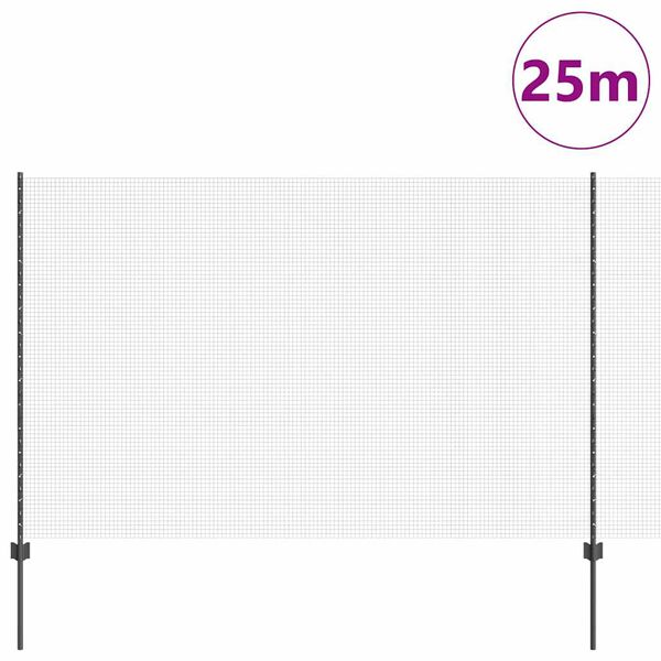 vidaXL Recinzione con Posto Grigio 1,6 x 25 m Acciaio e PVC