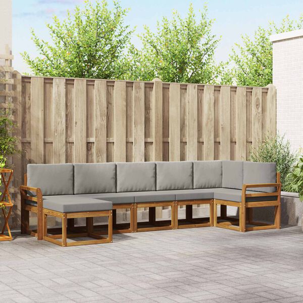 vidaXL Set di divani da esterno 7 pcs Grigio Naturale e Chiaro