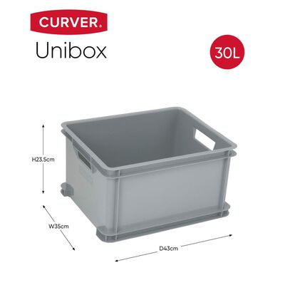 Curver Scatole Portaoggetti Unibox 3x30 L Argento