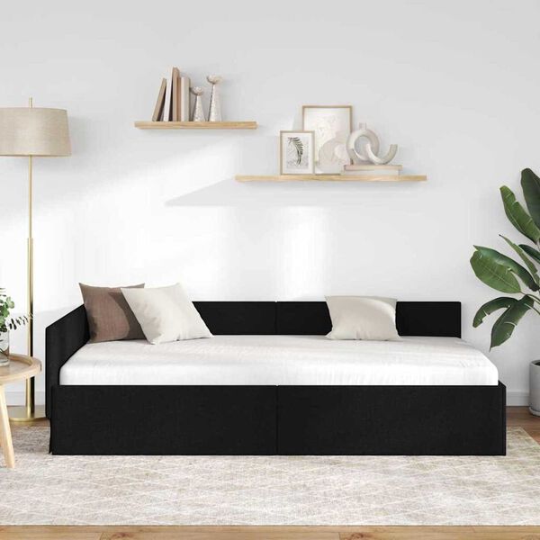 vidaXL Cornice del letto ad angolo Nero 80 cm x 200 cm Velluto