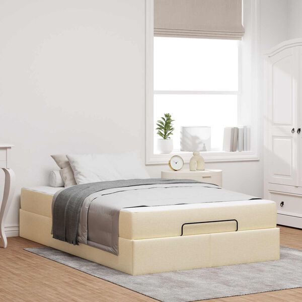 vidaXL Struttura letto con materasso con materasso 2 pcs Crema Tessuto