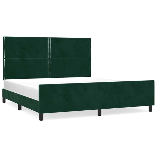 vidaXL Giroletto senza Materasso Verde Scuro 200x200 cm in Velluto