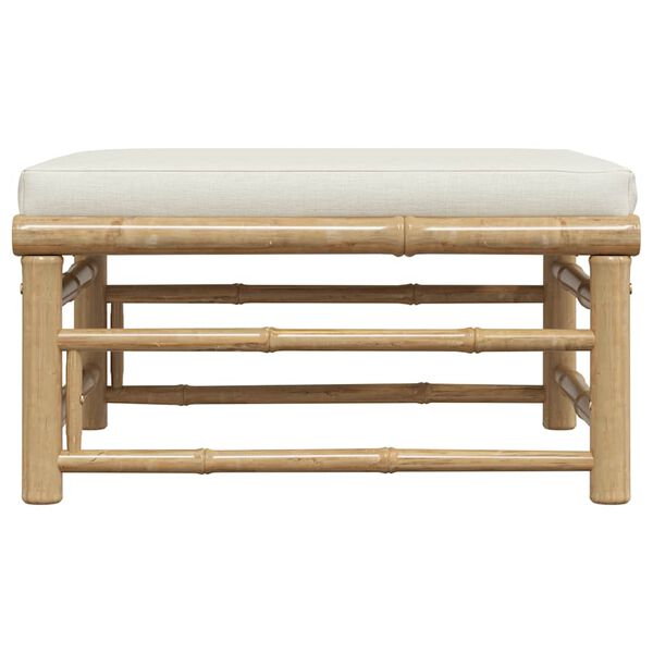 vidaXL Poggiapiedi da Giardino con Cuscino Bianco Crema in Bambù