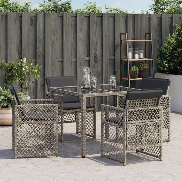 vidaXL Sedie da Giardino con Cuscini 4pz Grigio in Polyrattan