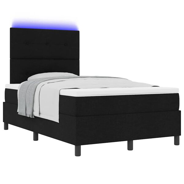 vidaXL Letto a molle con materasso con led Nero 120 x 190 cm Tessuto