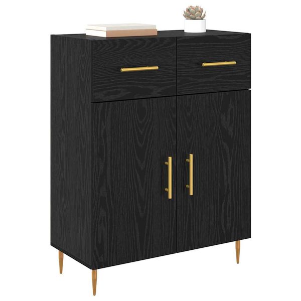 vidaXL Credenza Rovere Nero 69,5 x 34 x 90 cm Legno multistrato
