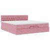 vidaXL Struttura Letto Pouf con Materasso Rosa 200x200 cm Velluto