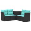 vidaXL Set di divani 5 pz Nero e Blu Rattan sintetico e Acciaio