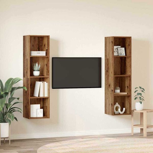 vidaXL Set mobile TV 2 pcs Marrone 37 x 37 x 142,5 cm