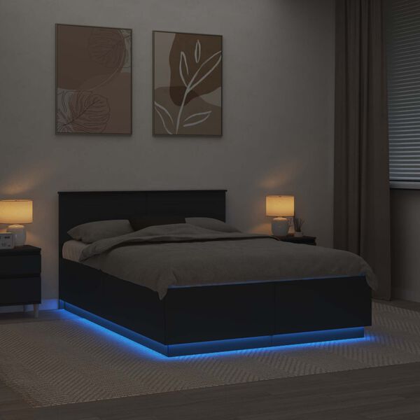 vidaXL Struttura del letto Nero 150 x 200 cm Legno multistrato