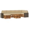 vidaXL Set di divani da esterno 8 pz 8-Posti Naturale e Beige