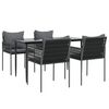 vidaXL Set Pranzo da Giardino 5pz con Cuscini in Polyrattan e Acciaio