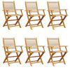 vidaXL Sedie da Giardino Pieghevoli 6pz Beige Legno Massello di Acacia