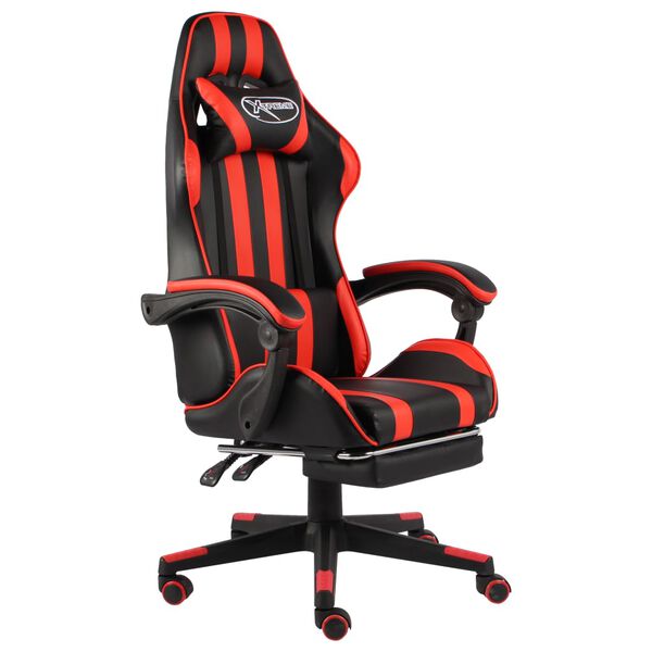 vidaXL Sedia da Gaming con Poggiapiedi Nero e Rosso in Similpelle