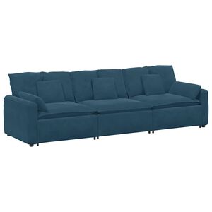 vidaXL Divano Modulare con Cuscini Blu