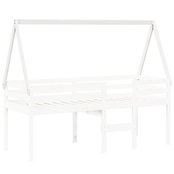 vidaXL Tetto Letto Bambini Bianco 199x95,5x88 cm Legno Massello Pino