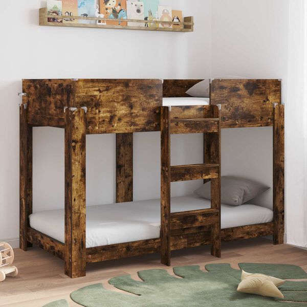 vidaXL Letto a Castello per Bambini Rovere fum&eacute; 80 x 160 cm