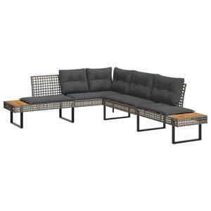 vidaXL Divano da Giardino con Cuscini a L Grigio Polyrattan e Acacia