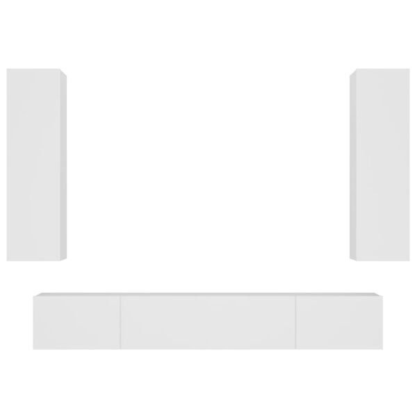 vidaXL Set di Mobili Porta TV 4 pz Bianco in Legno Multistrato