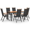 vidaXL Set Mobili da Pranzo da Giardino 7 pz in Alluminio Nero