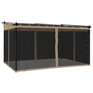 vidaXL Gazebo con Pareti in Rete Tortora 4x3 m in Acciaio
